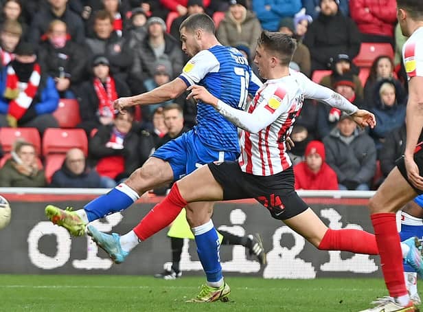 Tommy Rowe fires home his side's second goal in the win at Sunderland last weekend. Picture: Andrew Roe/AHPIX LTD
