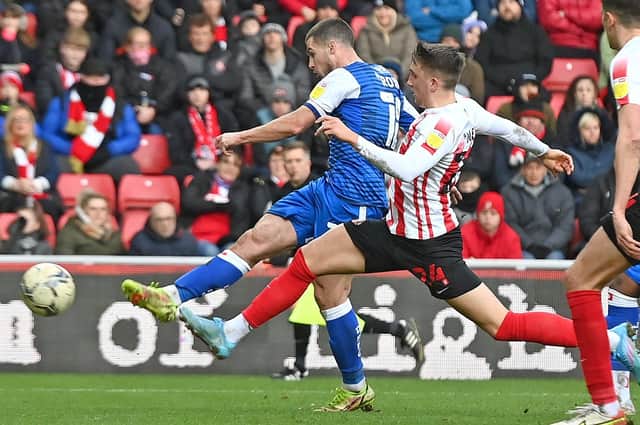 Tommy Rowe fires home his side's second goal in the win at Sunderland last weekend. Picture: Andrew Roe/AHPIX LTD