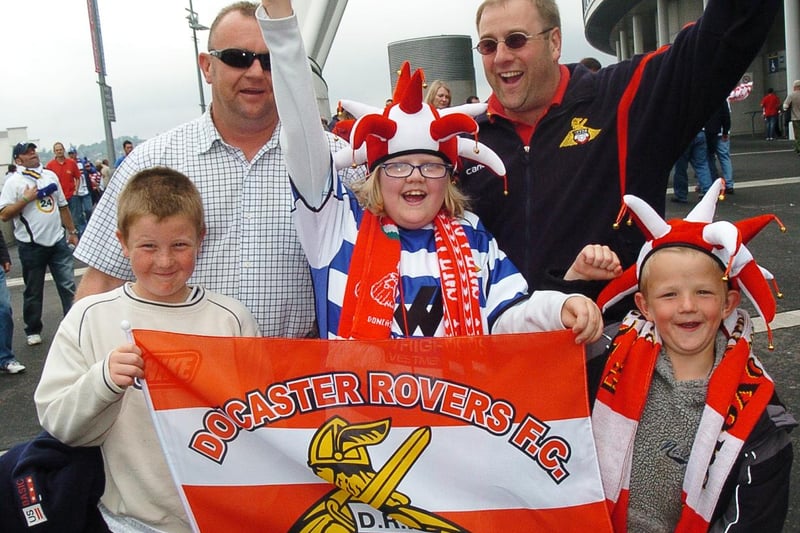 Rovers fans outside Wembley Stadium (l-r) Bobby Porter, ten, Mark Porter, Melissa Hill, 11, Mark Hill and Sam Porter, eight.
