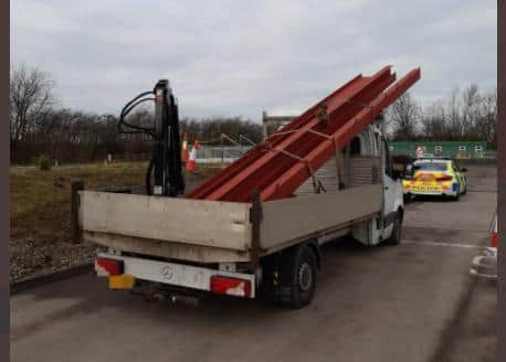 Police stopped this truck on the M18 because of concerns over its load