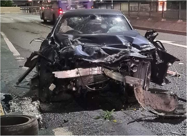 The smashed remains of the BMW after the Balby smash. (Photo: Paul Weir)