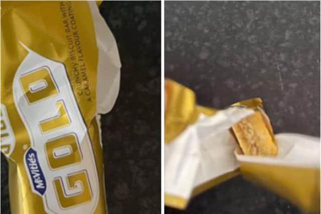 The woman found a half eaten Gold bar in her shopping.