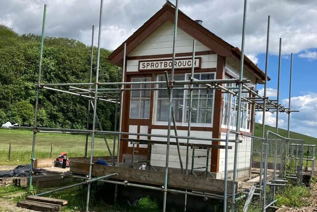 The former "Sprotborough" signal box is being rebuilt at the Yorkshire Wolds Railway. (Photo: YWR).