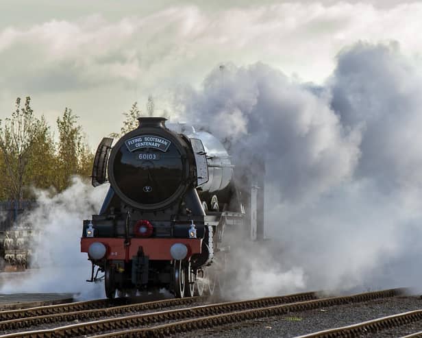 Flying Scotsman arrives in Doncaster. Picture Bruce Rollinson