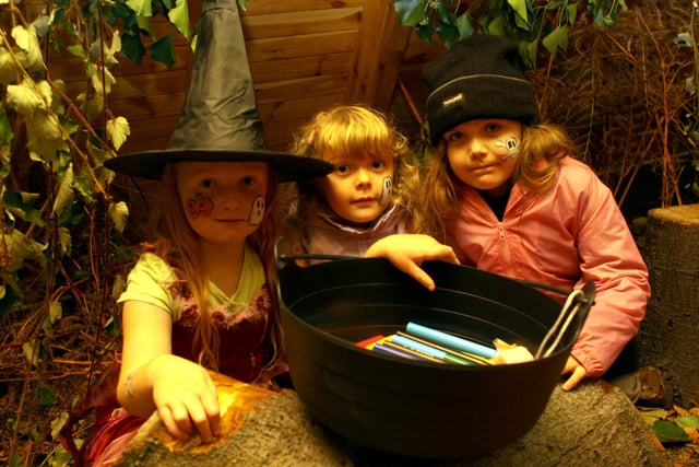 Halloween activities Bella Orrell aged 6, Victoria Crick 5 and Isabella Crick 7 in 2010