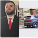Derbyshire police have issued the picture ,on the right, of a car, the driver of which they hope to trace, who they think may have information about a crash, in which Jordan Sheehy died, pictured left. Pictures: Derbyshire Police