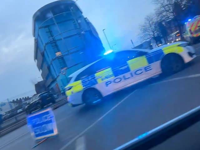 Police sealed off Trafford Way following the rush hour collision.