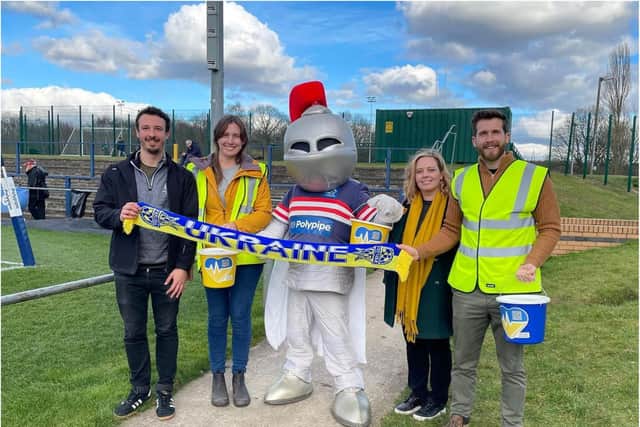 Rugby fans rallied around for Ukraine at the Doncaster Knights game.