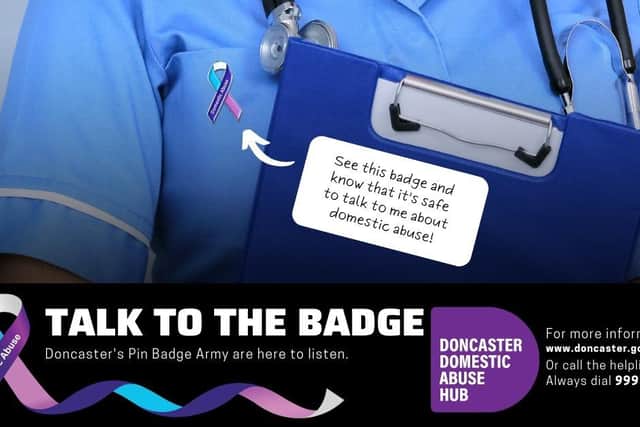 The badge shows it is safe to talk