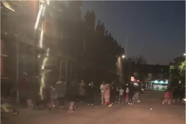 A large group of people were seen holding a party in the middle of a Doncaster street.