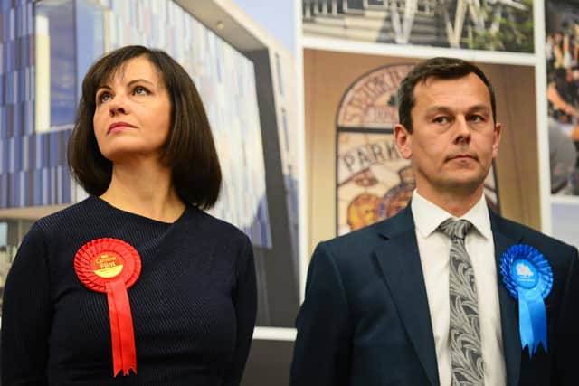 Caroline Flint and Nick Fletcher at the 2019 general election count, when Caroline lost her seat after 22 years as the Don Valley MP. Picture: Marie Caley