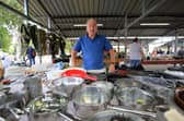 Doncaster outdoor market. Stall holder Tony Jackson.