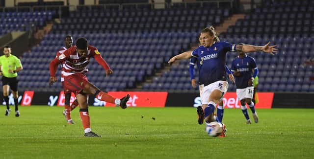 Tyreece John-Jules fires on goal against Oldham. Picture: Howard Roe/AHPIX