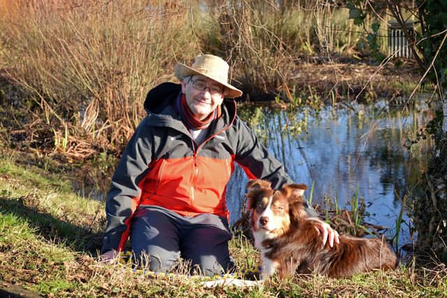 Andrew White, pictured with Mocha, is putting together some walks as part of the Walkshire Project. Picture: NDFP-12-01-21-Walkshire 2-NMSY