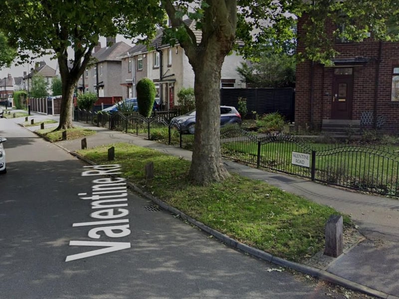Properties on streets with Valentine in the name, such as Valentine Road, Shiregreen, Sheffield, sold for an average of £260,450, one per cent below the national average.
