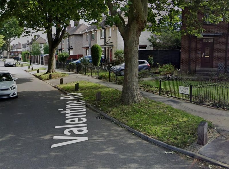 Properties on streets with Valentine in the name, such as Valentine Road, Shiregreen, Sheffield, sold for an average of £260,450, one per cent below the national average.