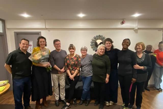UE Manager Adrian Green (far left) and Enterprise Co-ordinator Pauline Macnamara (far right) with Corinne Lapierre (second from left) and her team