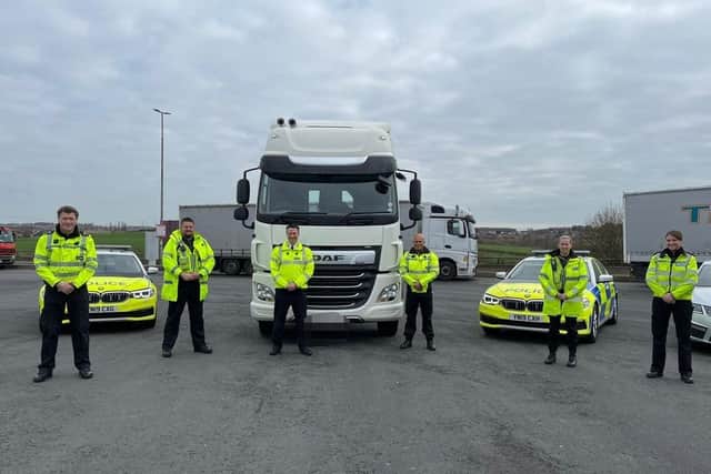 South Yorkshire Police officers with the unmarked tractor cab