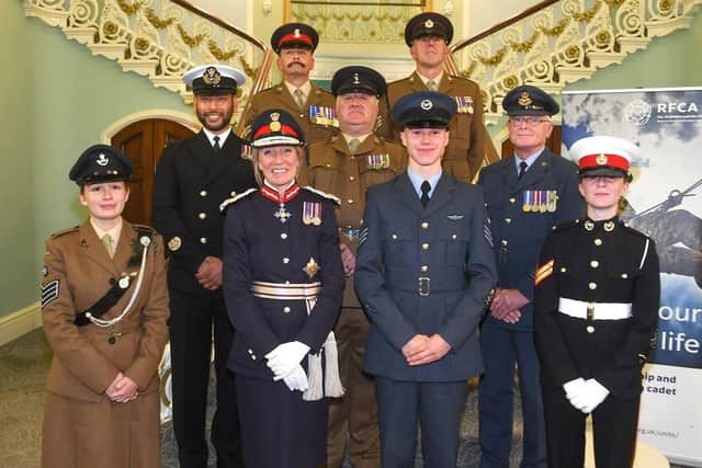 His Majesty's Lord-Lieutenant of South Yorkshire, Professor Dame Hilary Chapman DBE (front row, 2nd from left) with Lord-Lieutenant Award recipients.