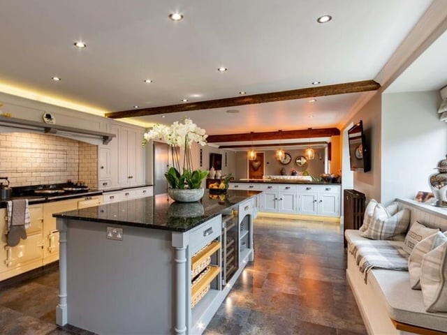 The open plan kitchen with central island.