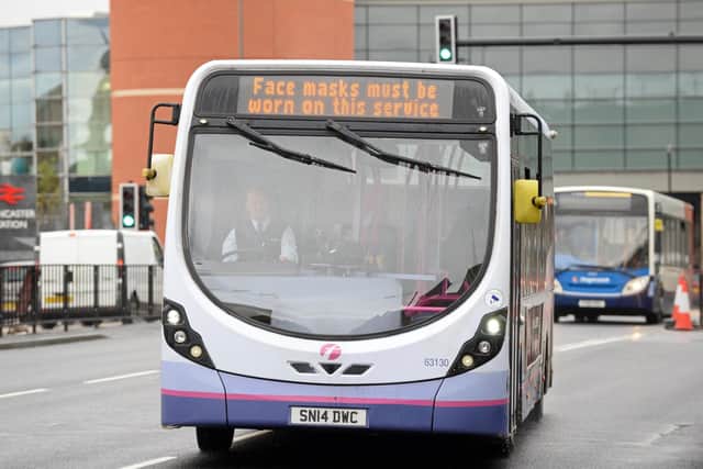 Bus, pictured on Trafford Way. Picture: NDFP-06-10-20-Buses 3-NMSY