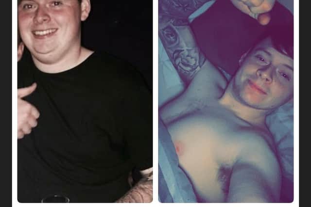 Aaron before and after he lost six stones.