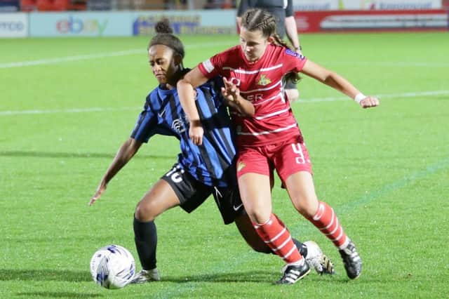 Emily Cahill in action against Long Eaton United. Photo: Julian Barker