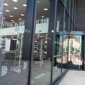 Branding can be seen on the glass at this entrance to the Danum Gallery, LIbrary and Museum