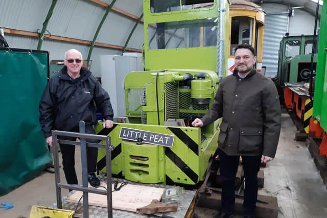 Phil Scott and Martyn Butler with 'Little Peat' at Crowle Peatland Railway