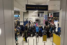 Passengers queue inside the departures area of Terminal 1 at Manchester Airport: Peter Byrne/PA Wire