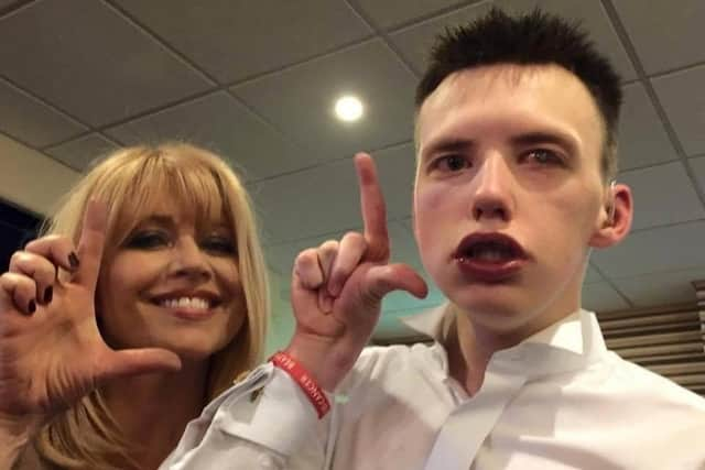 Jack with newsreader Christine Talbot.