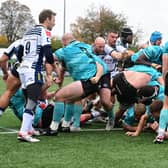 George Roberts gets the ball over the line for Doncaster Knights against Coventry.