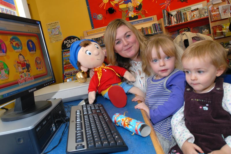 It's 2009 and the library held a celebration of Noddy's 60th birthday. People Network Librarian Olivia Sorlie was in the picture with Rachael Smith and Ruby Wann.