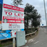 A sign announcing a new Starbucks has appeared on Wheatley Hall Road.
