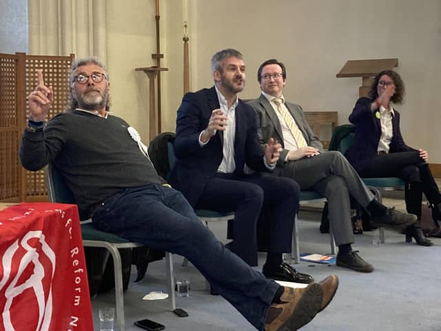 (L-R) Simon Biltcliffe - Yorkshire Party, Oliver Coppard - Labour, Joe Otten - Lib Dem and Bex Whyman, Green Party. George Torr/LDRS