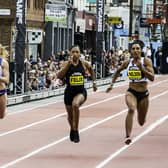 Beth Dobbins, second from left, competing in the Great North Run 2019, alongside Allyson Felix , Ashleigh Nelson and Jaide Stepter