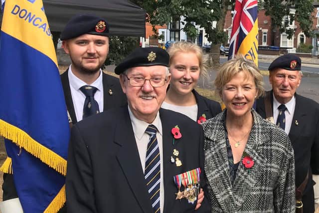 Former RBL chairman Thomas Heath,  Les Wales, Hannah Kay, Annette Benning and, Jeff Swift (Sprotbrough Branch RBL)