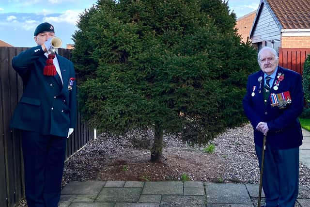 A bugler played for  Doncaster World War Two veteran Fred Adamson on this 101st birthday