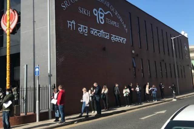 Queues at the Sikh temple in Doncaster for the coronavirus vaccine