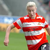 Bethany England in action for Doncaster Rovers Belles at the Eco-Power Stadium.