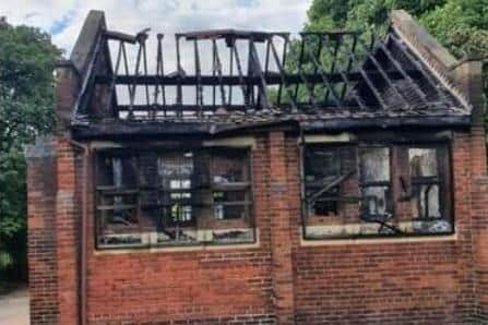 The aftermath of the arson attack on Rose Hill Crematorium