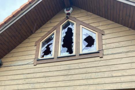 Smashed windows at Shakers, in Askern