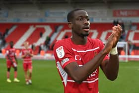Joseph Olowu played at left back during the win over Cheltenham Town