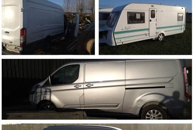 Dumper truck, two vans, a car and caravan all seized in police crackdown in Doncaster village.