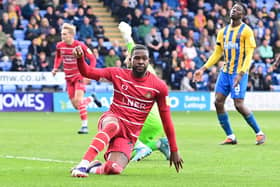 Reo Griffiths finds the net against Shrewsbury. Picture: Howard Roe/AHPIX LTD
