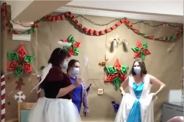 Staff at Adeline House stage their festive panto for residents.