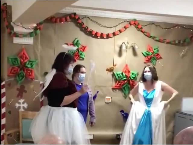 Staff at Adeline House stage their festive panto for residents.