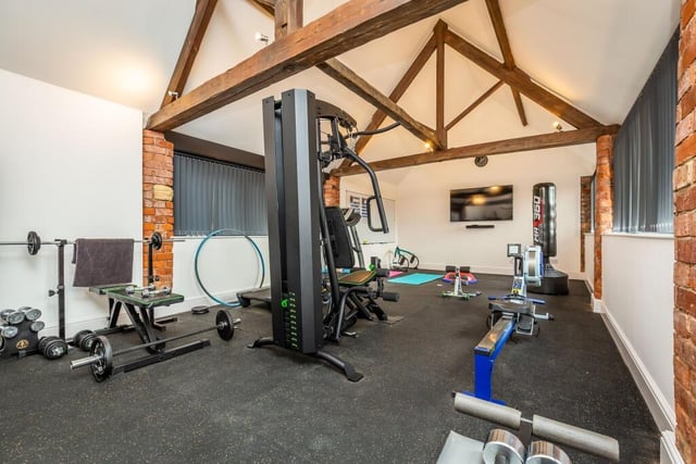 Versatile space currently used as a home gym.