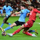 Picture:Andrew Roe/AHPIX LTD, Football, Bristol Street Motors Trophy, Barnsley v Doncaster Rovers, Oakwell Stadium, Barnsley, UK, 29/10/2024, K.O 7pm

Barnsley's Kyran Lofthouse crosses the ball past Doncaster Rovers' Tom Nixon