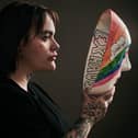 Lauren pictured unmasking as part of BACP ADHD campaign